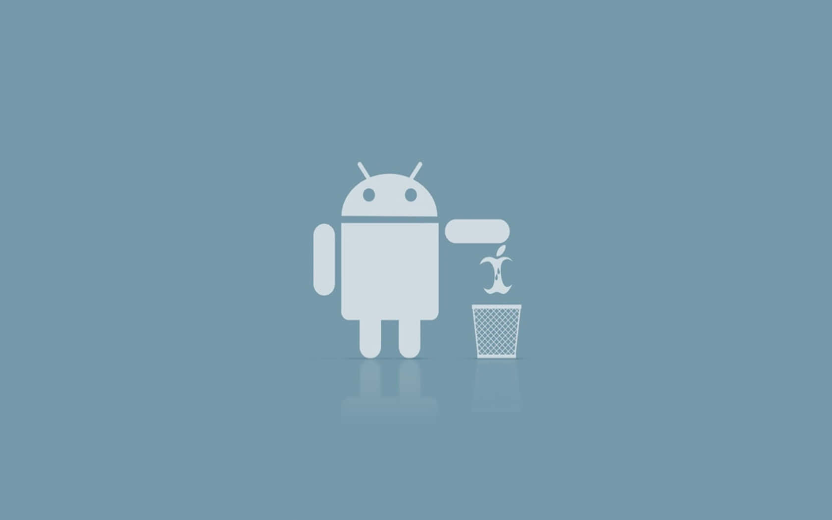 Android robot icon, apple logo, trash bin, HD Desktop Wallpaper