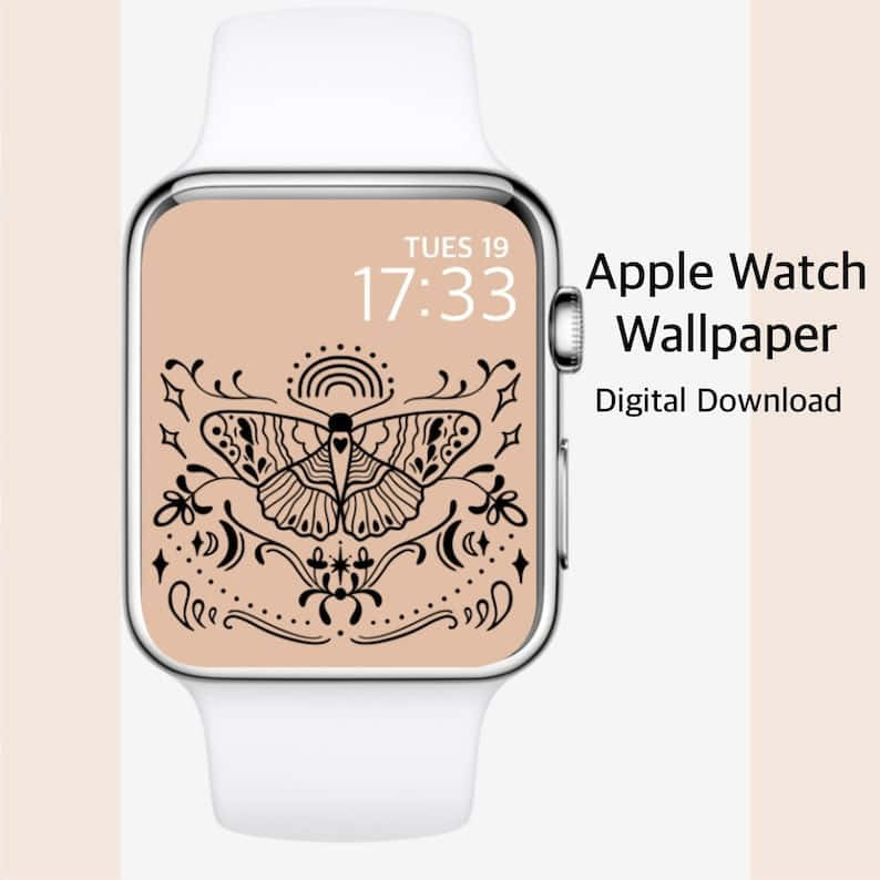 Apple Watch, white Apple Watch, beige wallpaper, SD Desktop Wallpaper