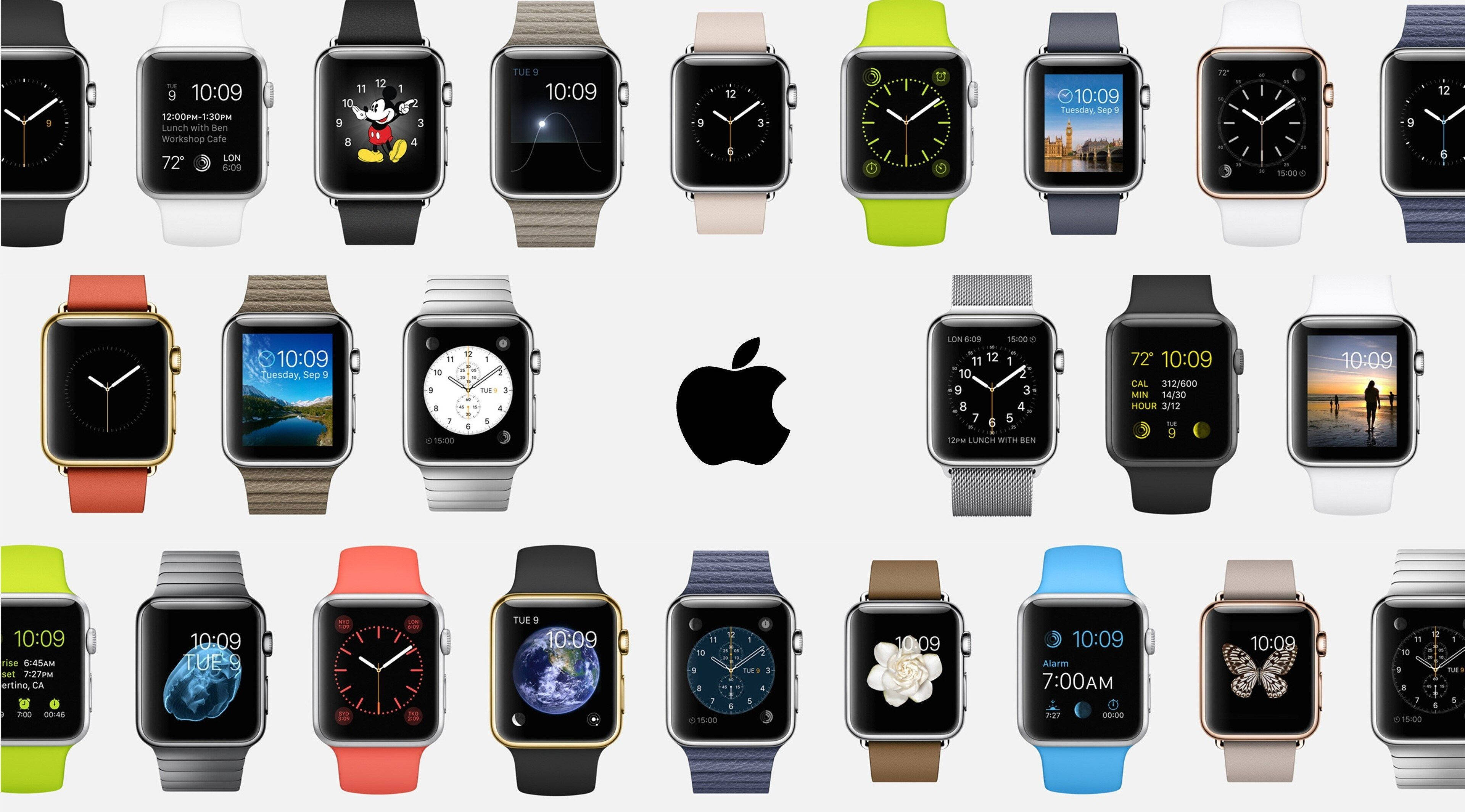 Apple Watch, different series, watch faces, 4K Desktop Wallpaper