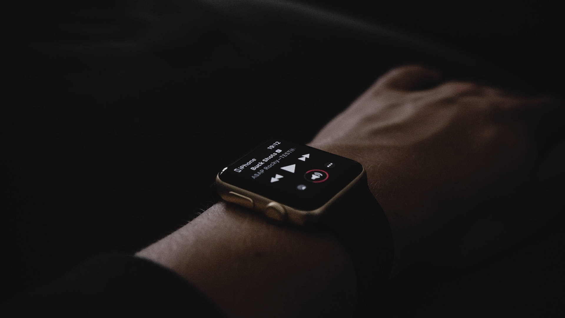 Apple Watch, pitch black straps, dim lighting, Full HD Desktop Wallpaper