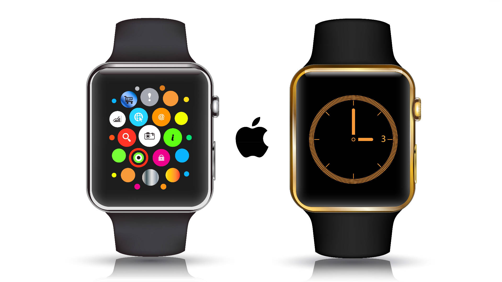 Apple Watch, Space Grey, Gold, Full HD Desktop Wallpaper