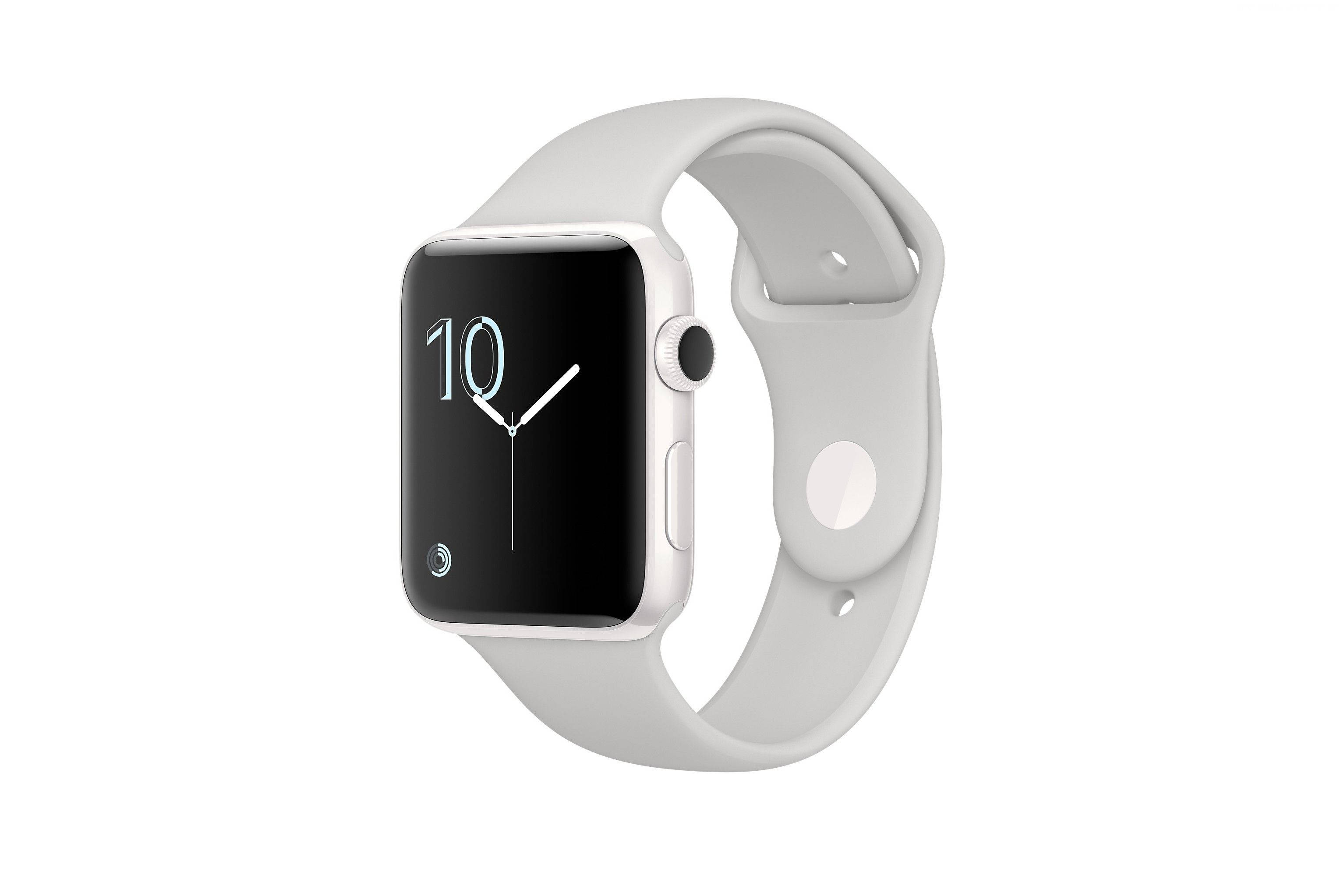 Apple Watch, Clean Signature, white bezel, 2K Desktop Wallpaper