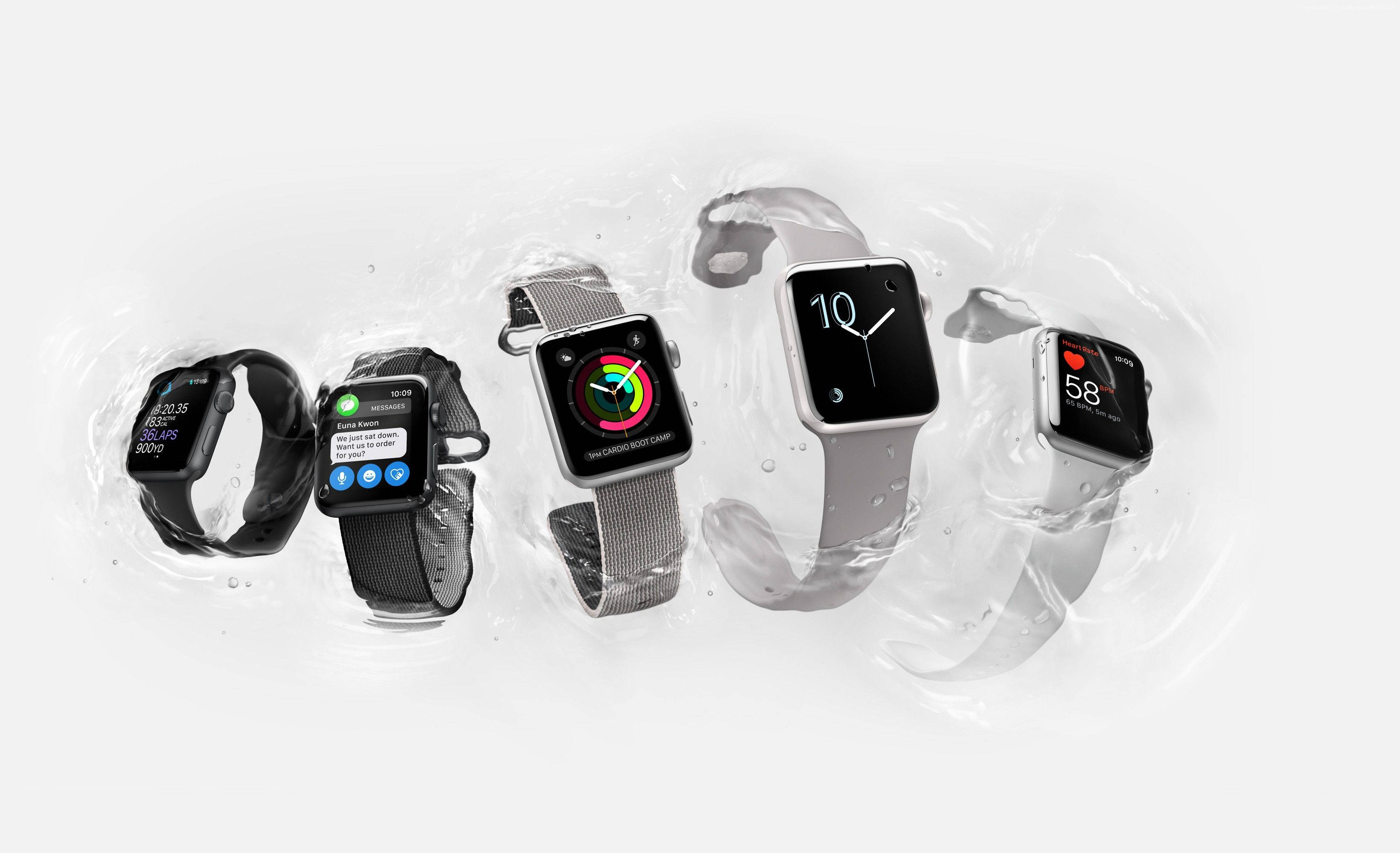 Apple Watch, black, grey, 2K Desktop Wallpaper