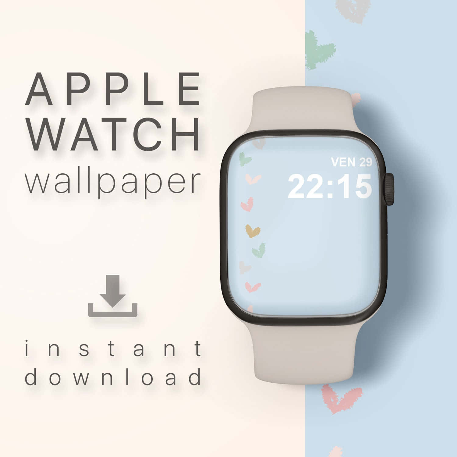 Apple Watch, light blue, pastel heart wallpaper, HD Desktop Wallpaper