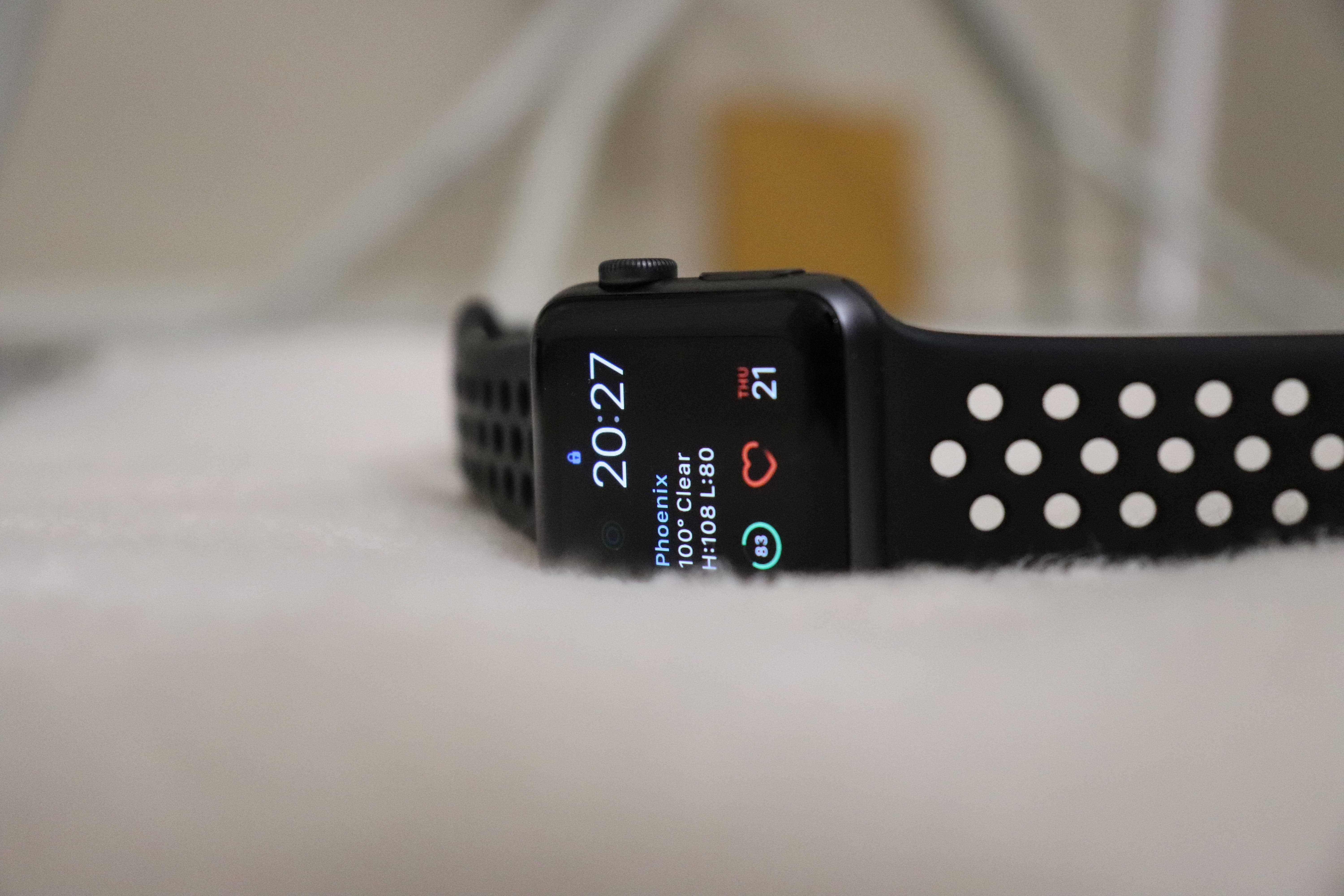 Apple Watch, black bands, perforated band, 5K Desktop Wallpaper