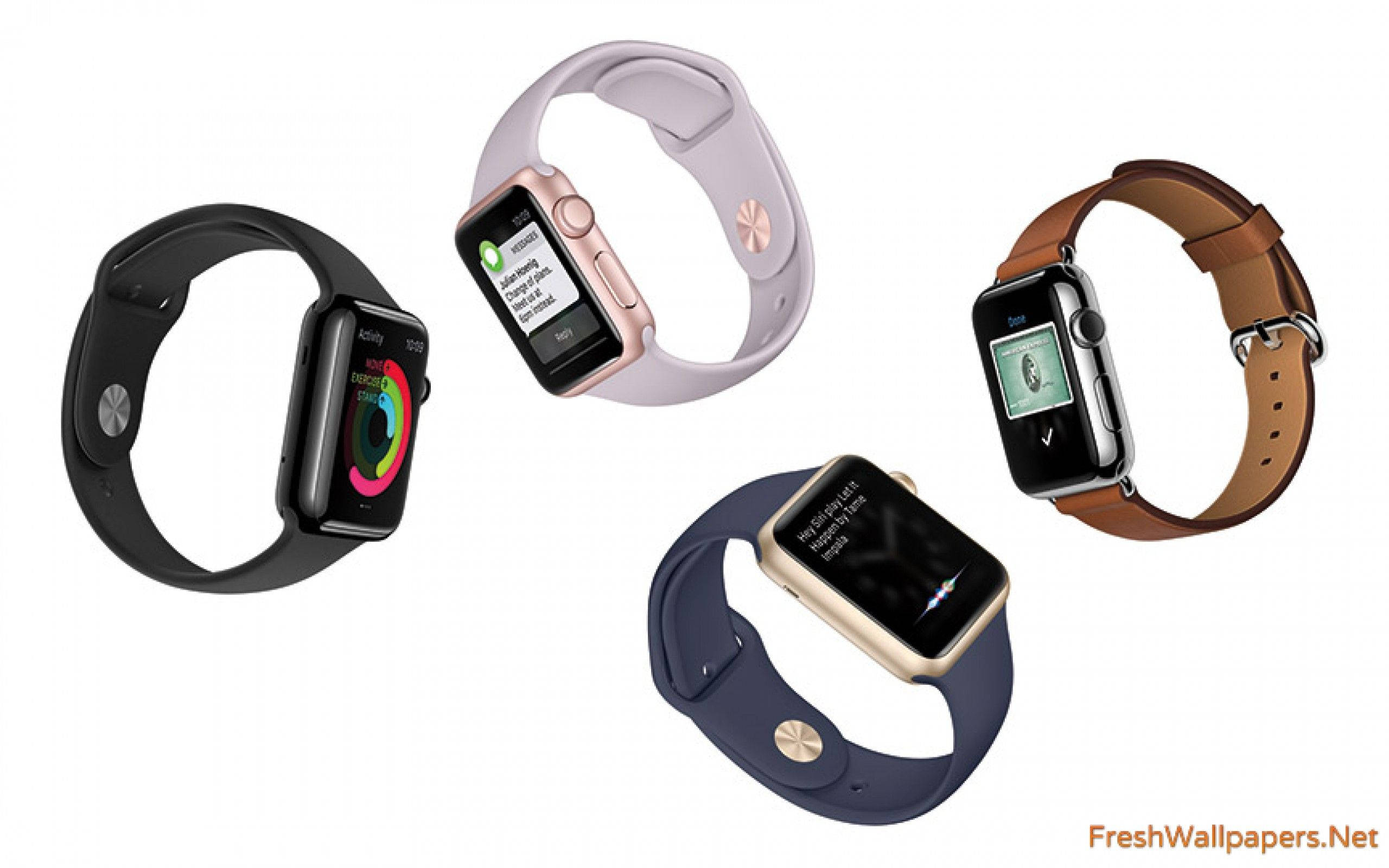 Apple Watch, white background, different bands, 2K Desktop Wallpaper