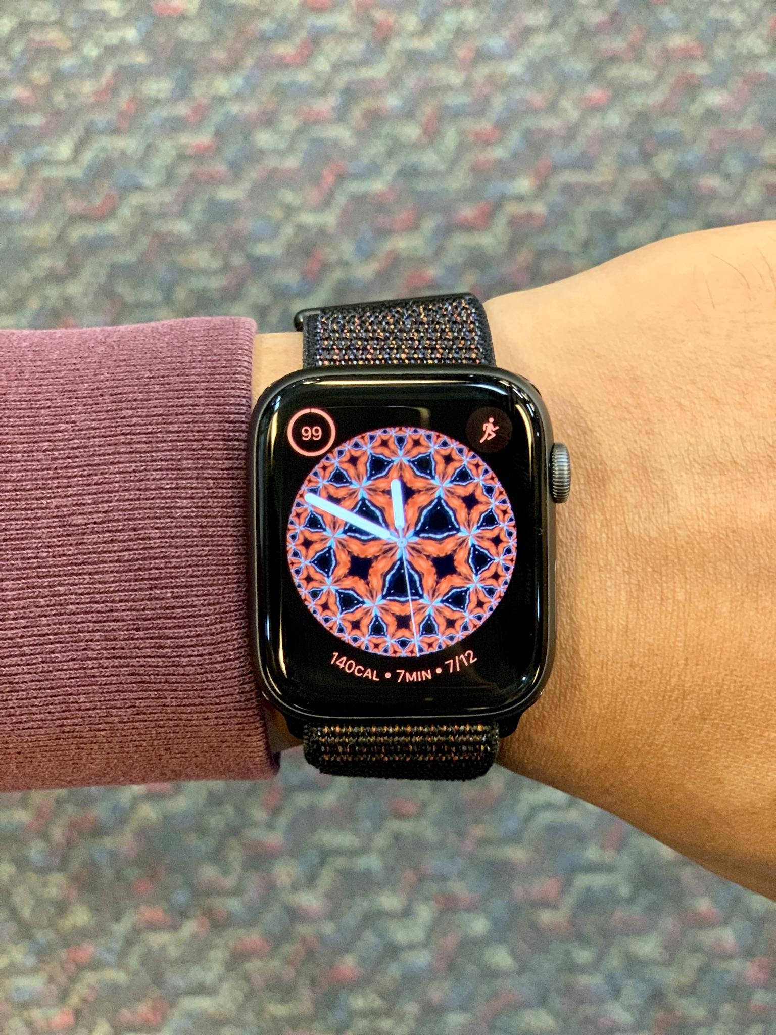 Apple Watch, kaleidoscope pattern dial, vibrant geometric workout clock face, Full HD Phone Wallpaper