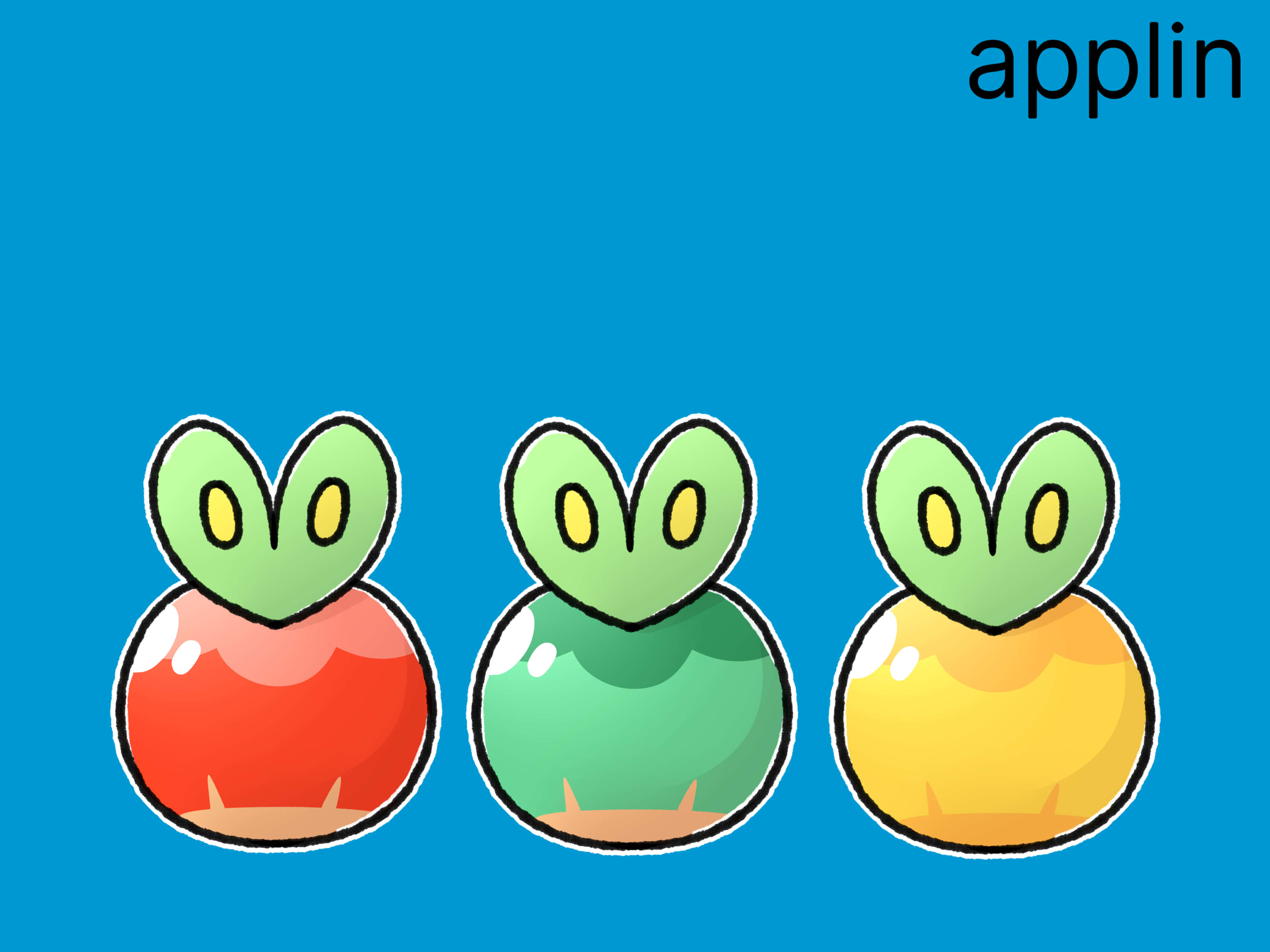 Applin, green leaf heads, round bodies, 2K Desktop Wallpaper
