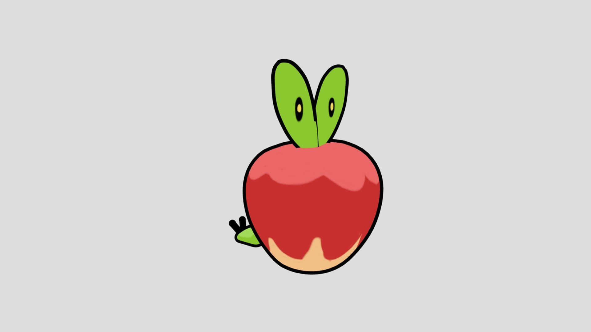 Applin, light gray background, green leaf eyes, Full HD Desktop Wallpaper