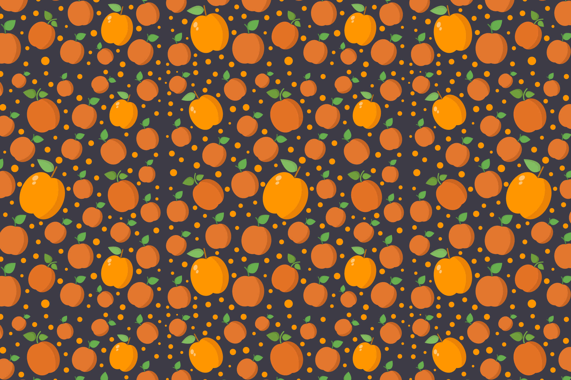 Apricot Pattern, orange fruits, green leaves, Full HD Desktop Wallpaper