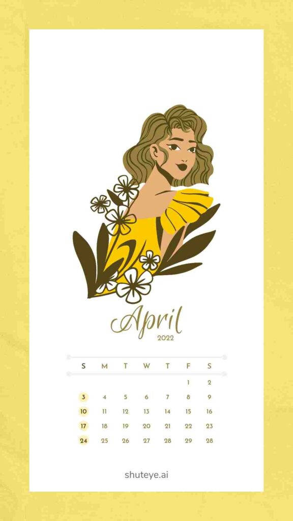 yellow woman portrait, April 2022 calendar, yellow dress, SD Phone Wallpaper