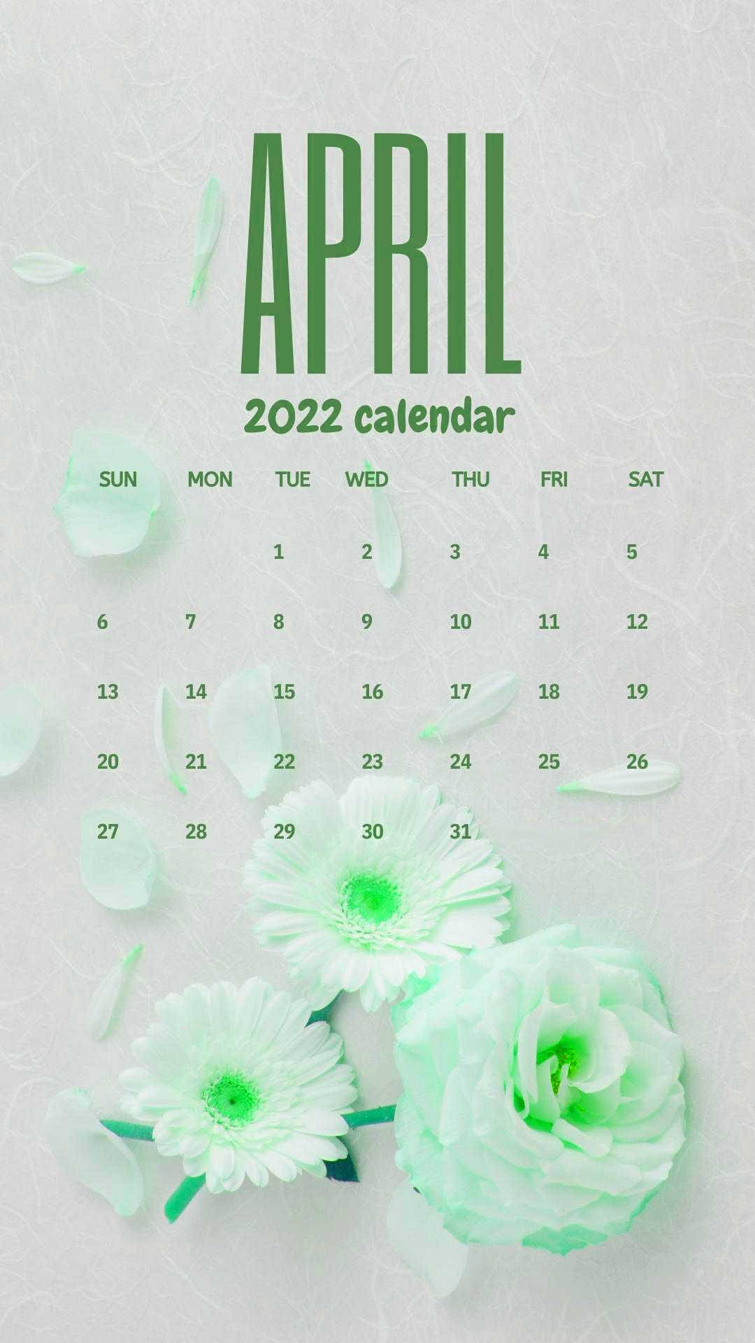 mint green, flower, April 2022 Calendar, Full HD Phone Wallpaper