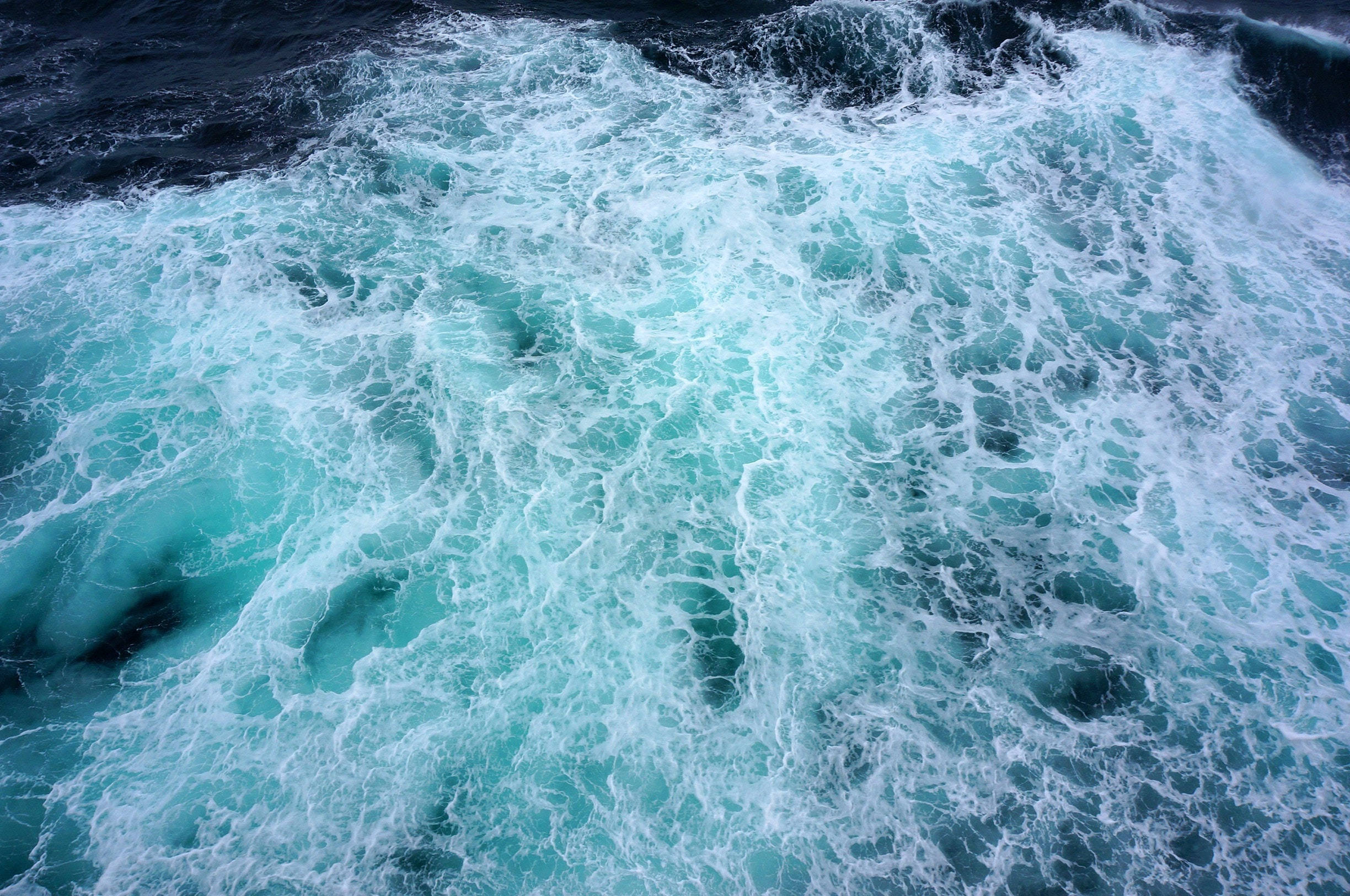 turquoise ocean water, frothy white foam, moving vessel, Full HD Desktop Wallpaper