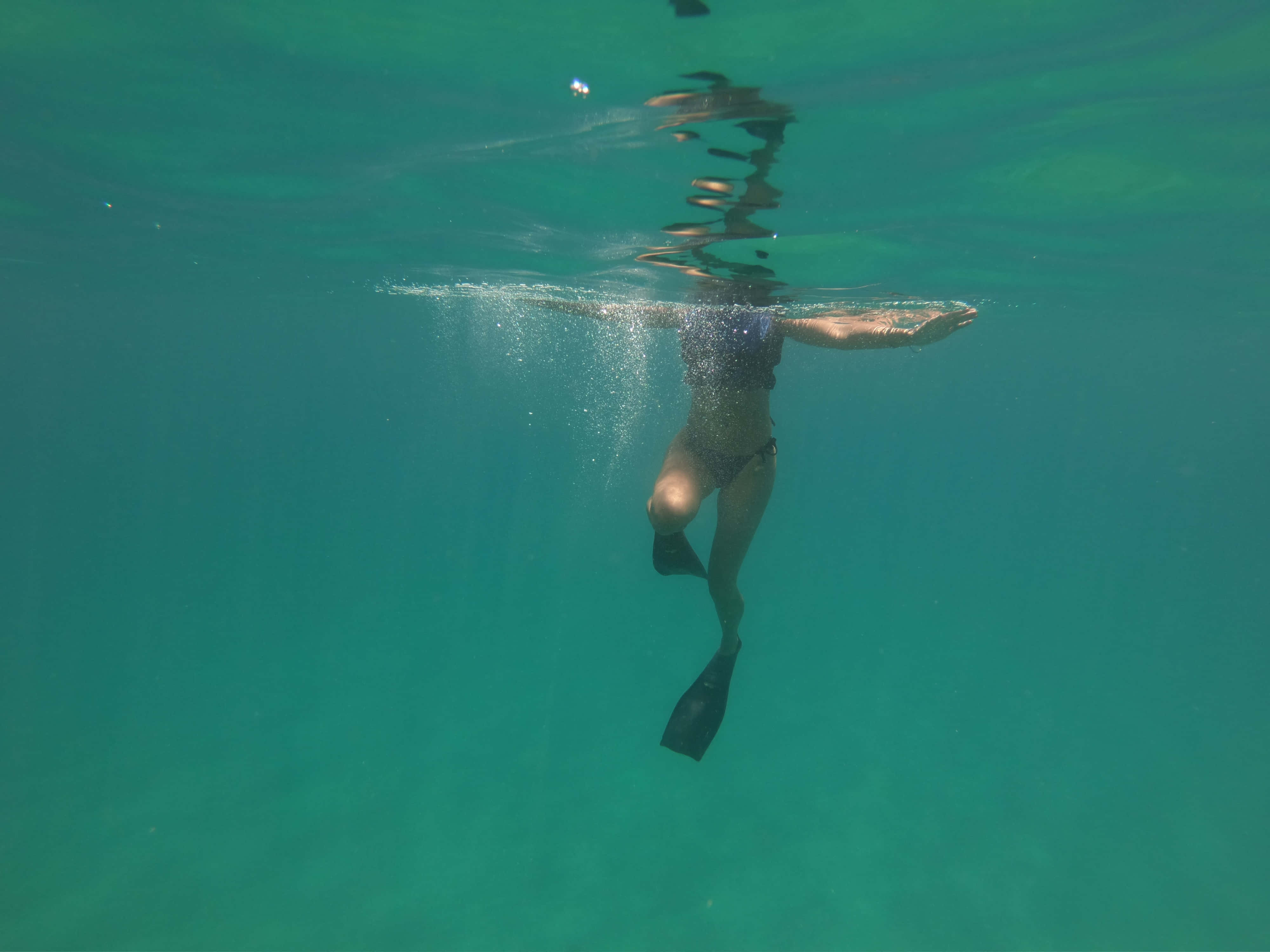 Aqua Green, flippers, turquoise ocean water, 4K Desktop Wallpaper