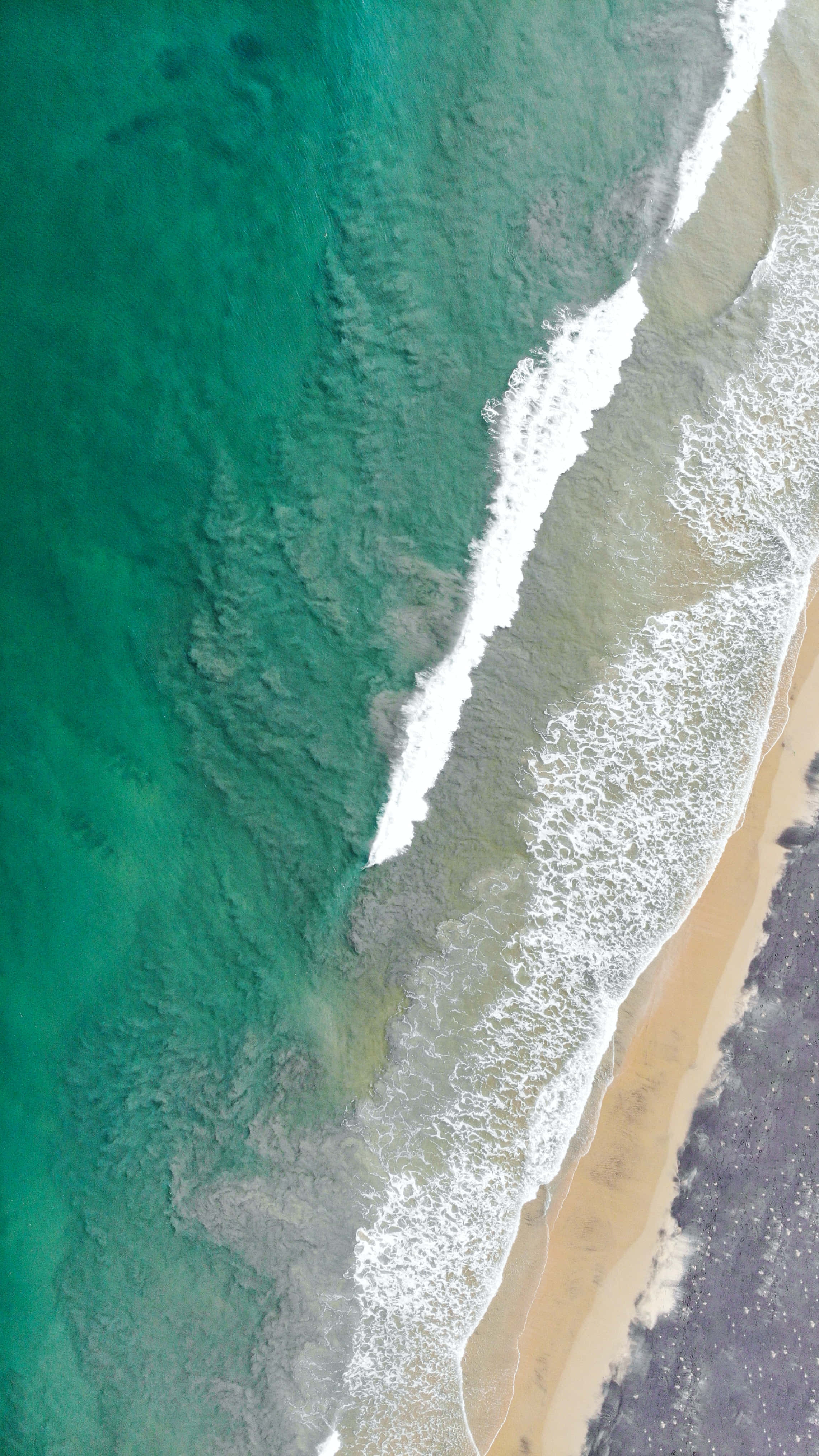 Aqua Green, turquoise ocean, sandy beach, 4K Phone Wallpaper