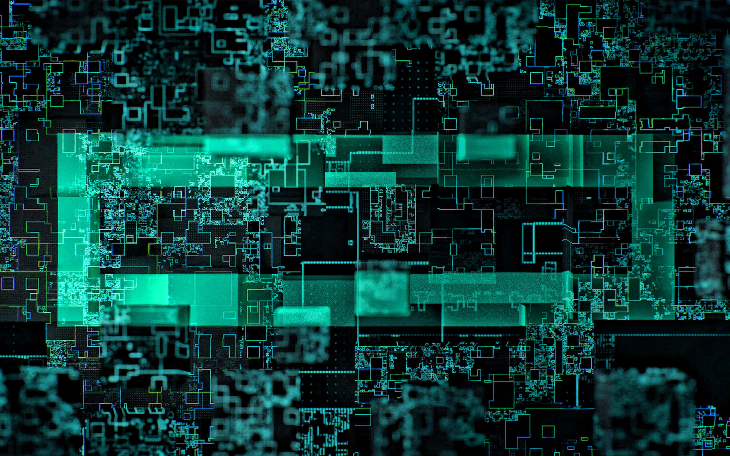 Aqua Green, 2560 x 1600, glowing teal lines, 2K Desktop Wallpaper