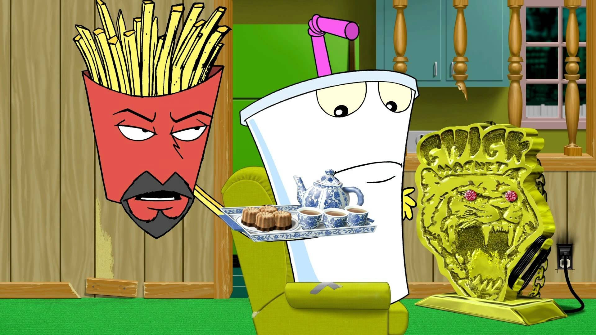 Aqua Teen Hunger Force, French fry character, white cup character, Full HD Desktop Wallpaper