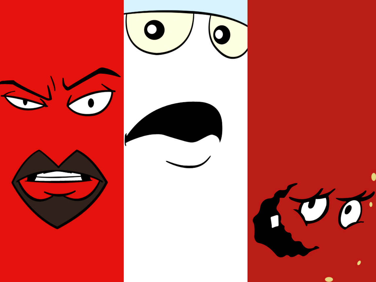 Aqua Teen Hunger Force, face frames, red white and red vertical stripes, HD Desktop Wallpaper