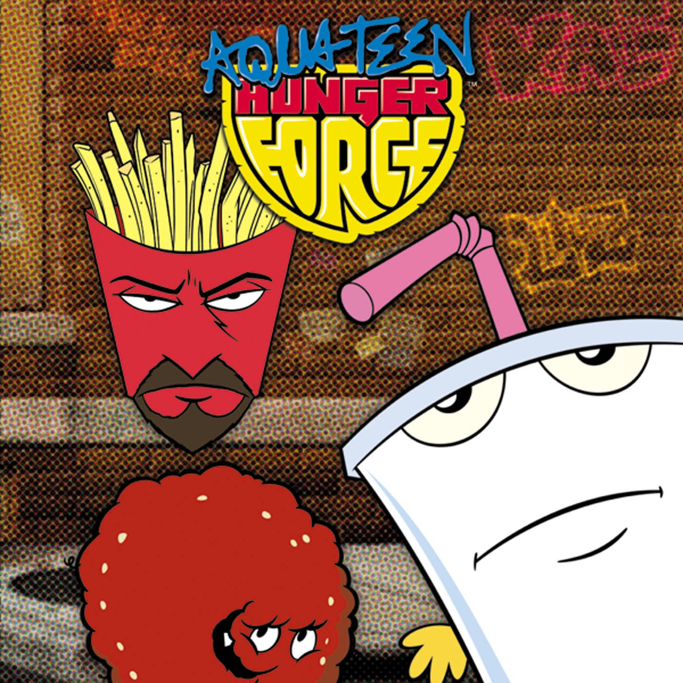 Aqua Teen Hunger Force, cartoon food characters, gritty graffiti wall, HD Desktop Wallpaper