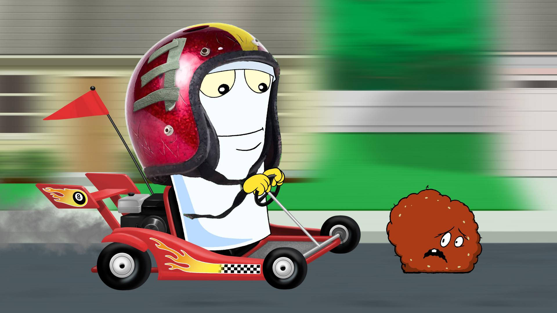 Aqua Teen Hunger Force, racecar, red helmet, Full HD Desktop Wallpaper