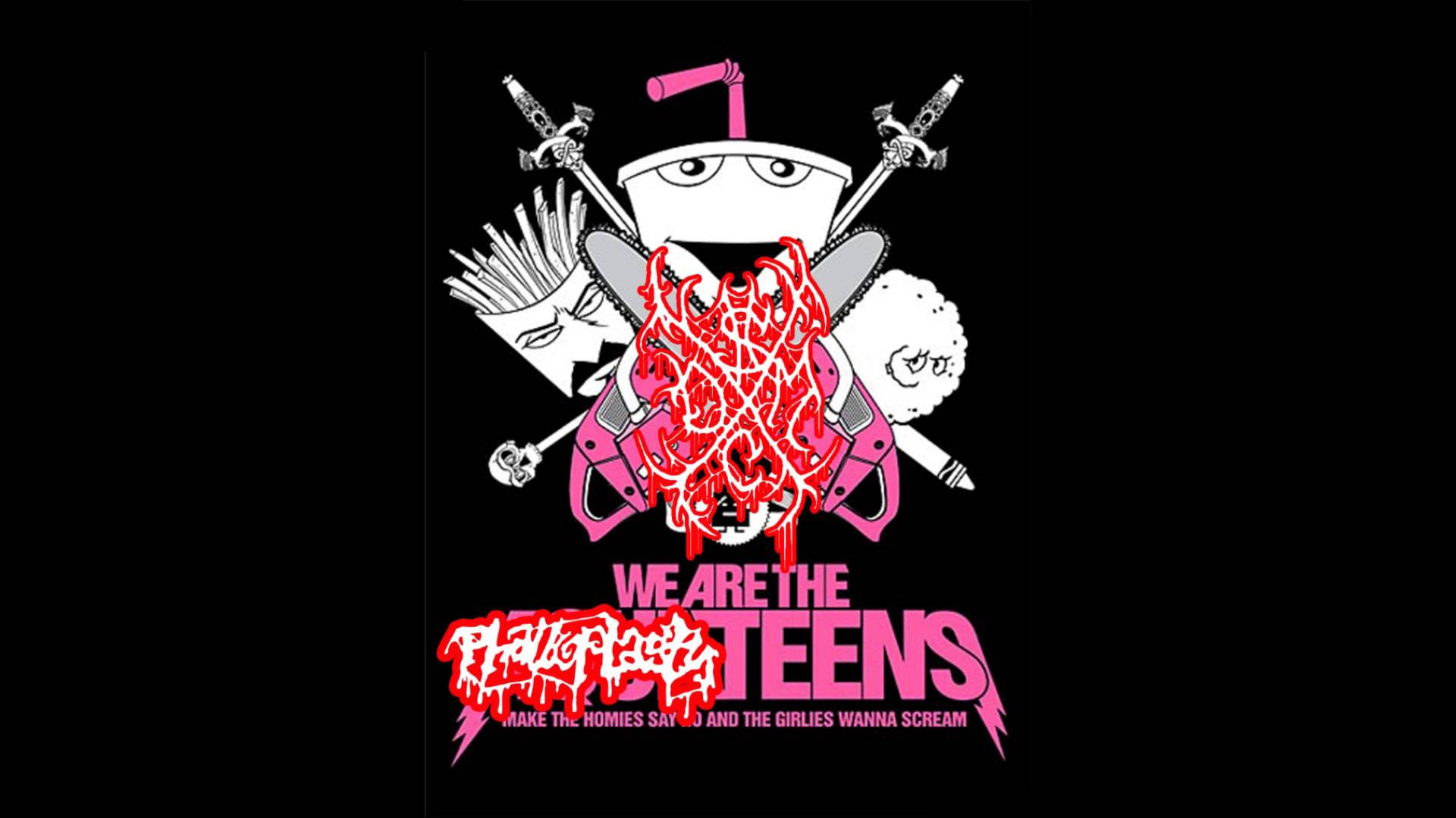 Aqua Teen Hunger Force, pink metal, flaming skull, Full HD Desktop Wallpaper