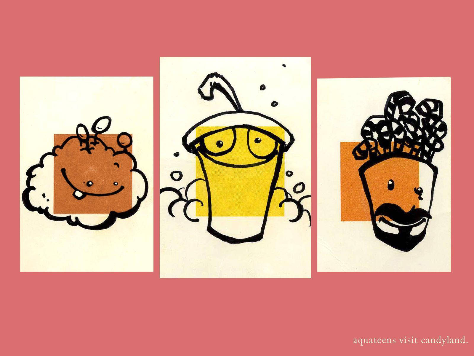 Aqua Teen Hunger Force, modern art, pink background, HD Desktop Wallpaper