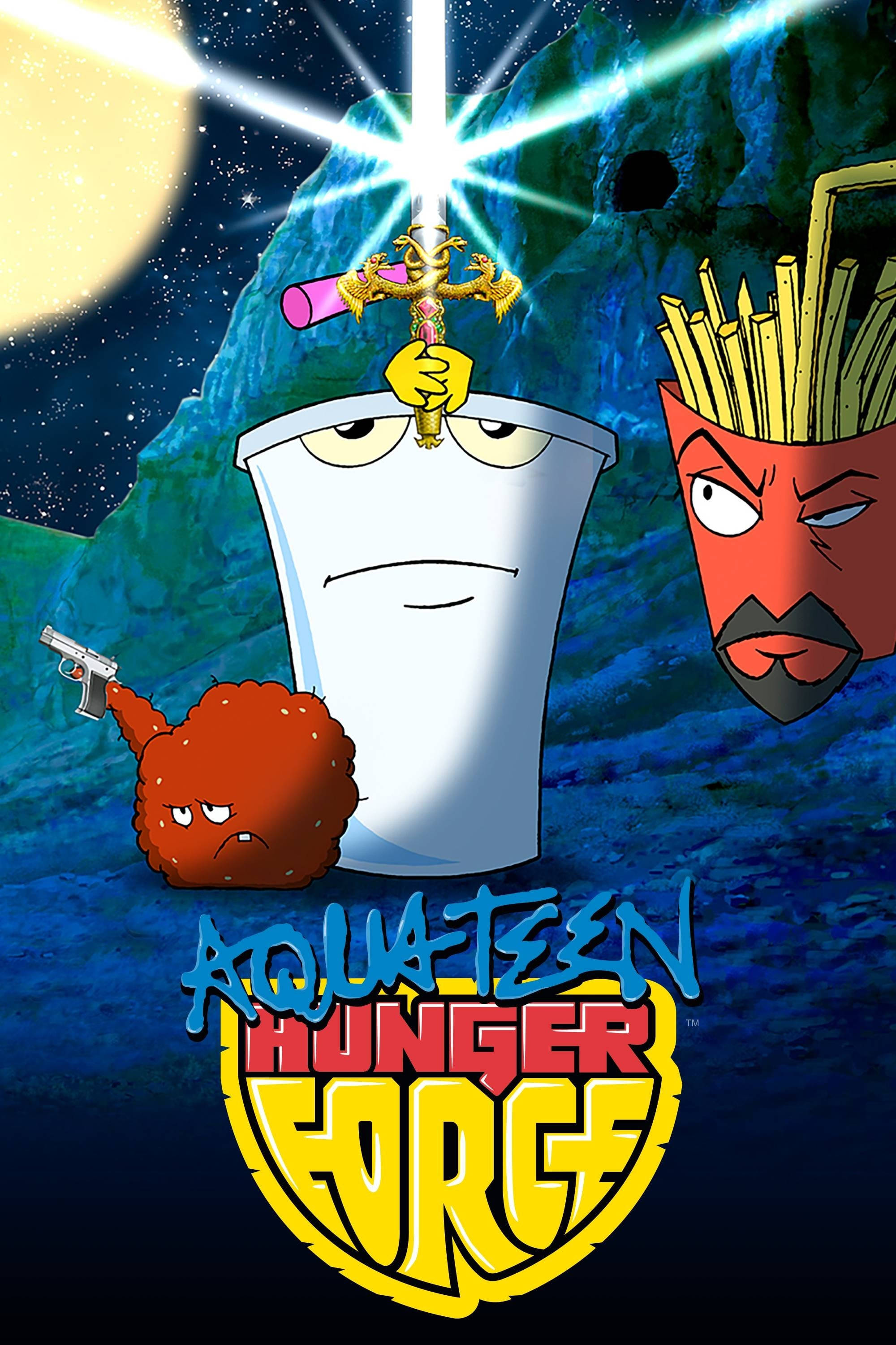Aqua Teen Hunger Force, lightning sword, cup-headed figure, 2K Phone Wallpaper