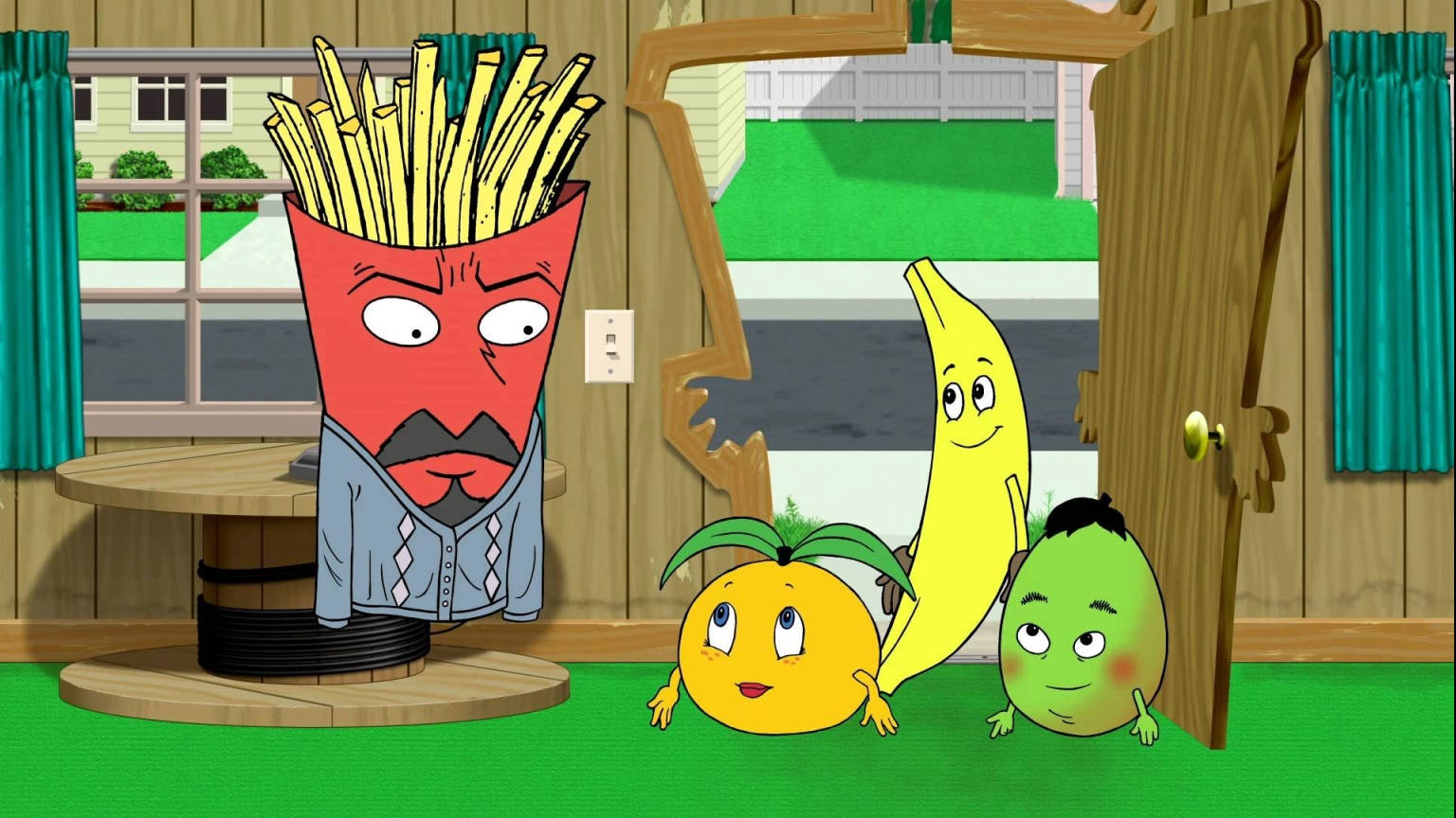 Aqua Teen Hunger Force, cartoon french fry character, banana, HD Desktop Wallpaper