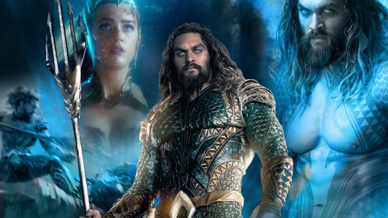 Aquaman, trident, oceanic figures, SD Desktop Wallpaper