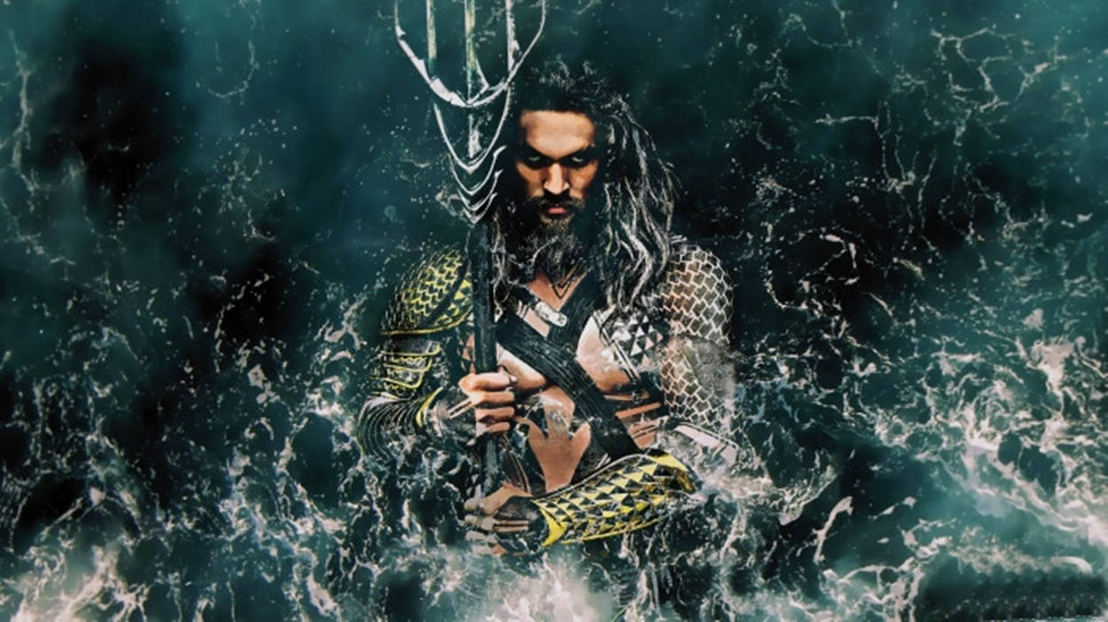 Aquaman Movie, bearded king, turbulent dark teal waters, SD Desktop Wallpaper