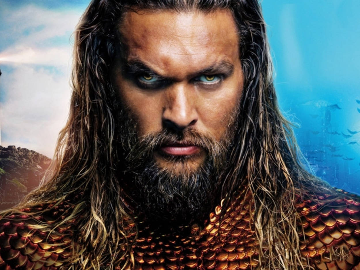 Aquaman Movie, golden scales, long wet hair, SD Desktop Wallpaper