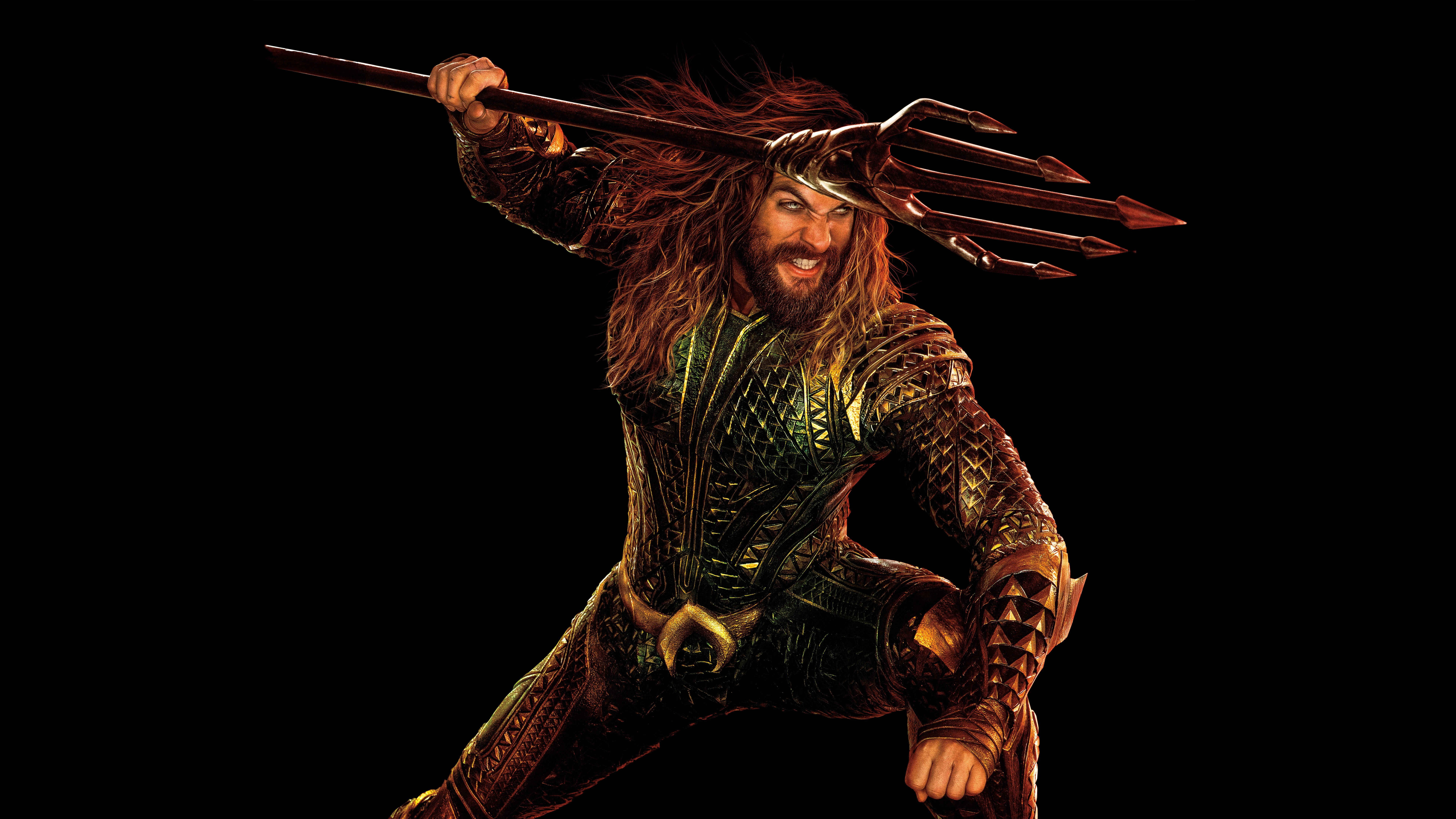 Aquaman, trident, black background, 8K Desktop Wallpaper