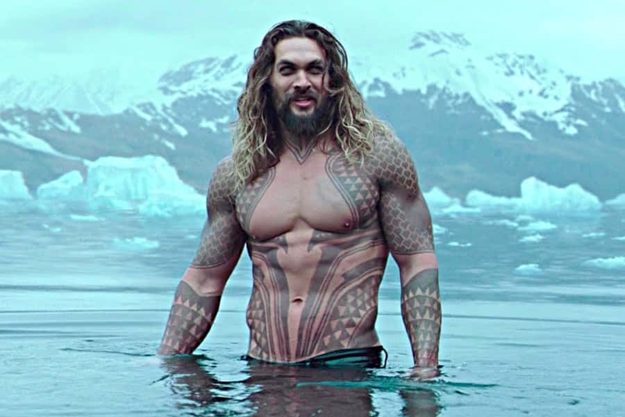 Aquaman, icy water, snow-capped mountains, SD Desktop Wallpaper