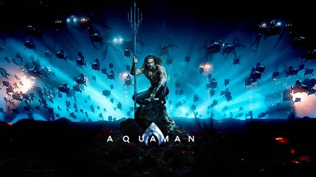 Aquaman, trident, rocky throne, SD Desktop Wallpaper