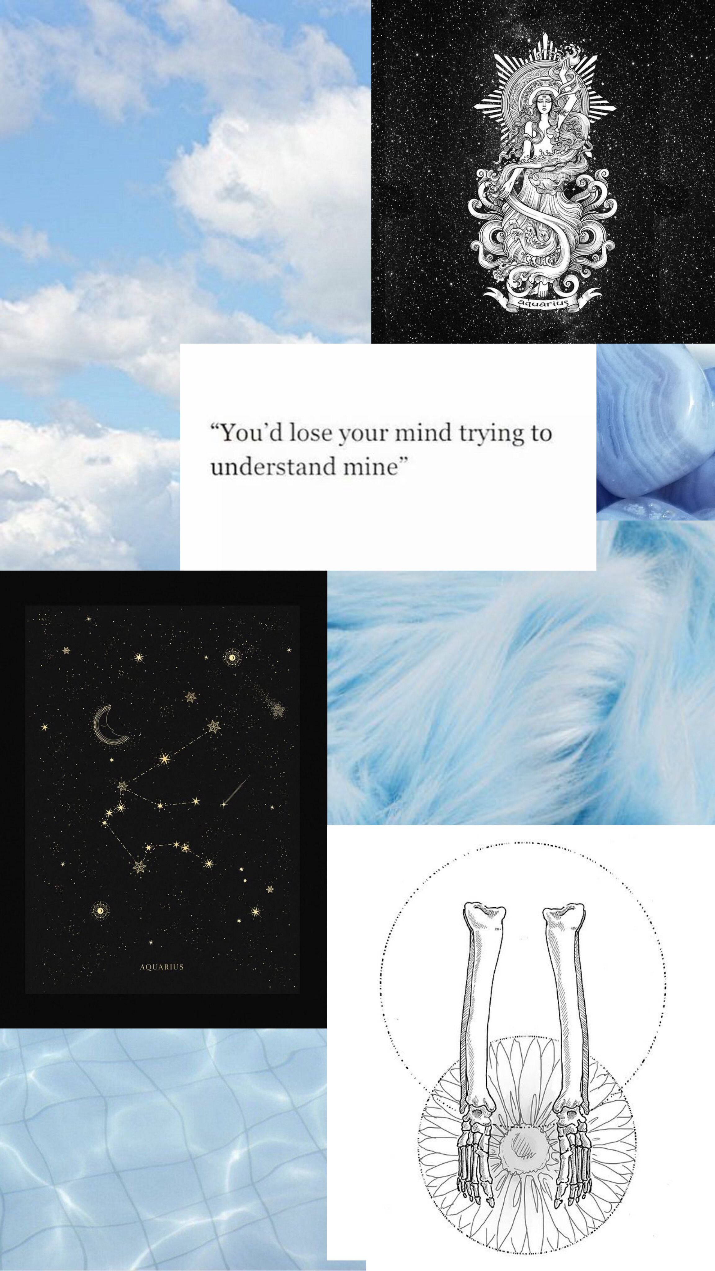 Aquarius, celestial motifs, ethereal textures, 4K Phone Wallpaper