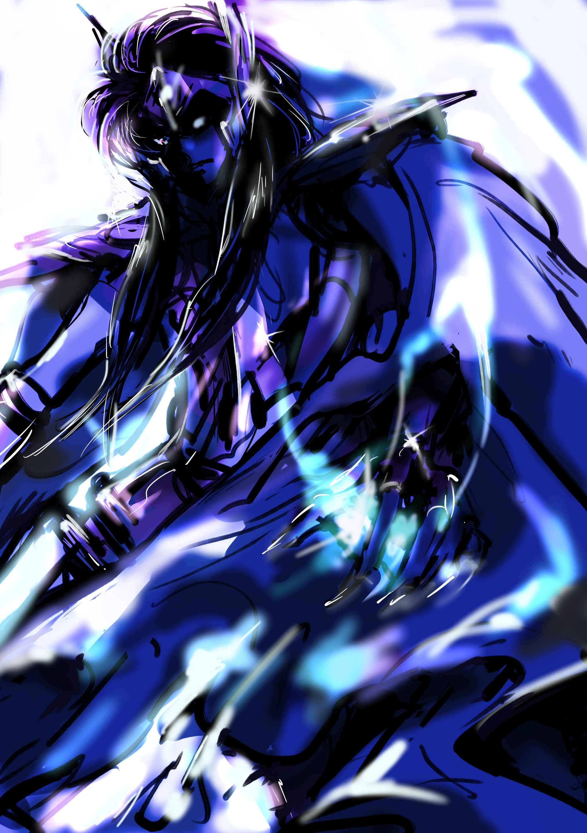 Aquarius Camus, blue armor, glowing energy, 2K Phone Wallpaper