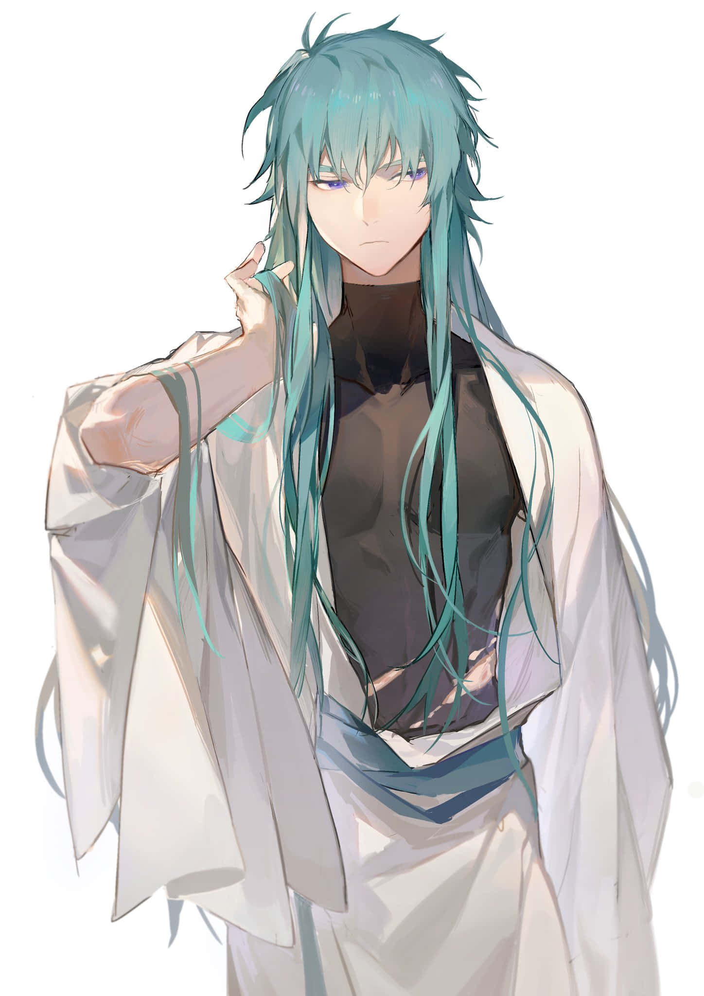 Aquarius Camus, teal-haired, purple eyes, Full HD Phone Wallpaper