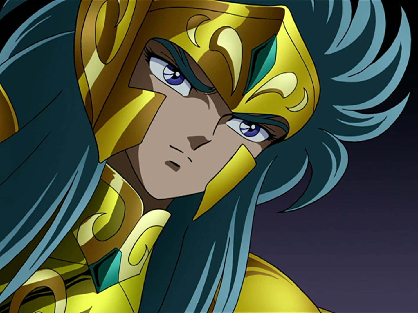 Aquarius Camus, golden armor, blue hair, HD Desktop Wallpaper