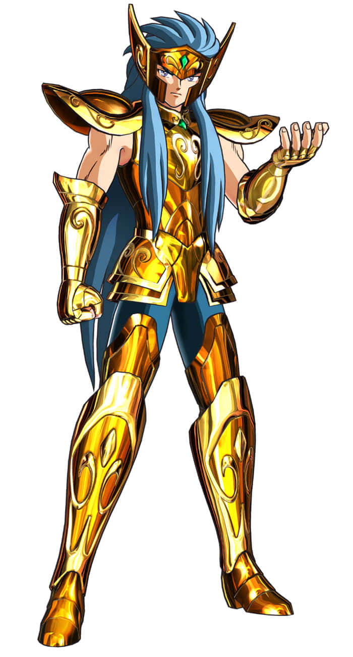 Aquarius Camus, golden armor, long blue hair, HD Phone Wallpaper
