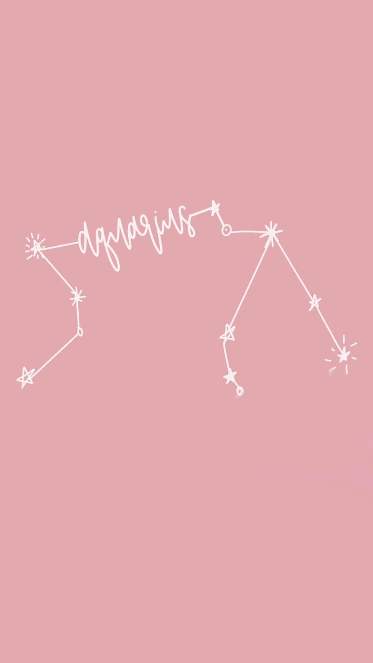 Aquarius Zodiac, pastel pink, white line drawing, Full HD Phone Wallpaper
