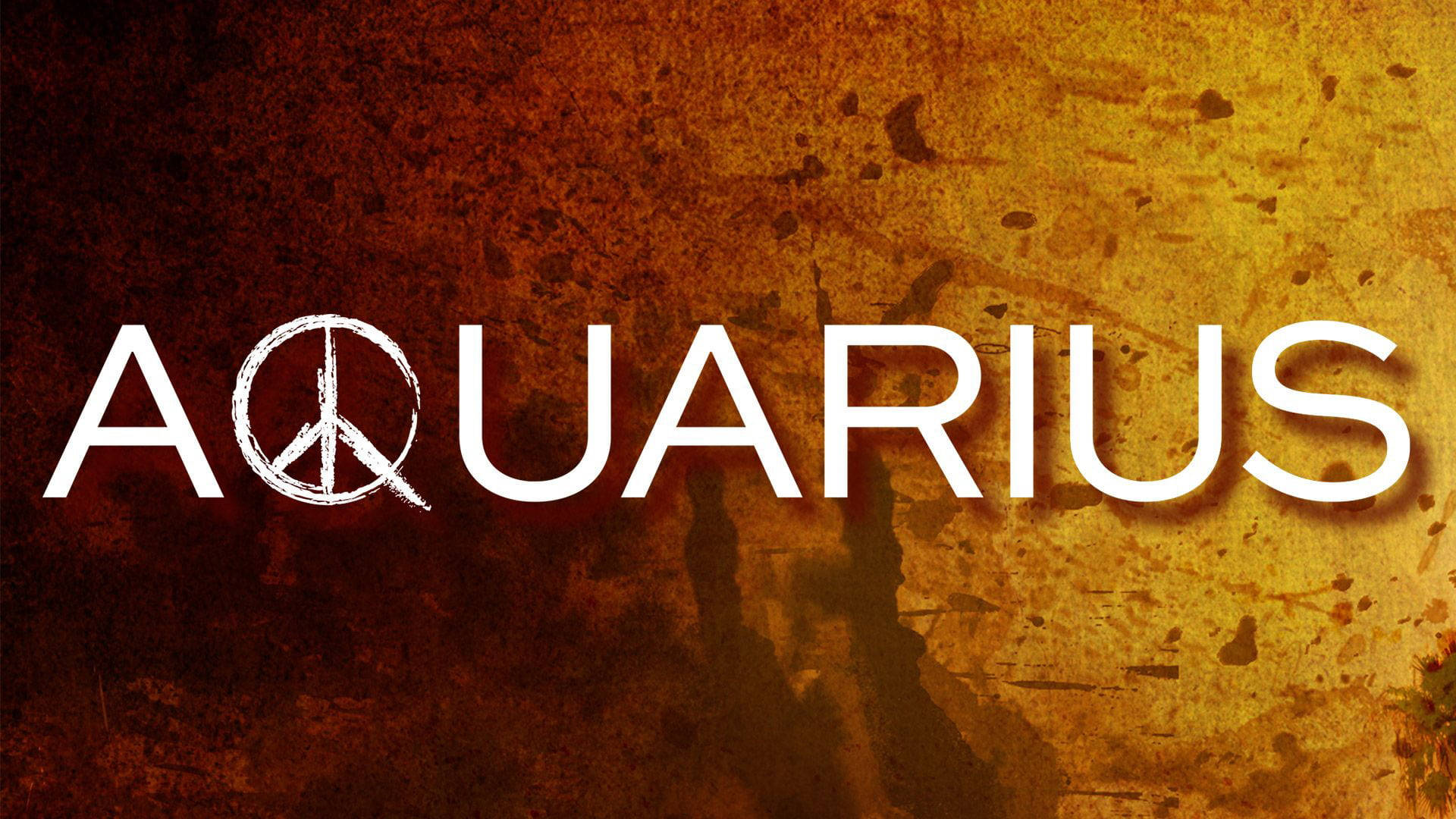 AQUARIUS, peace symbol, textured rusty orange and brown grunge background, Full HD Desktop Wallpaper