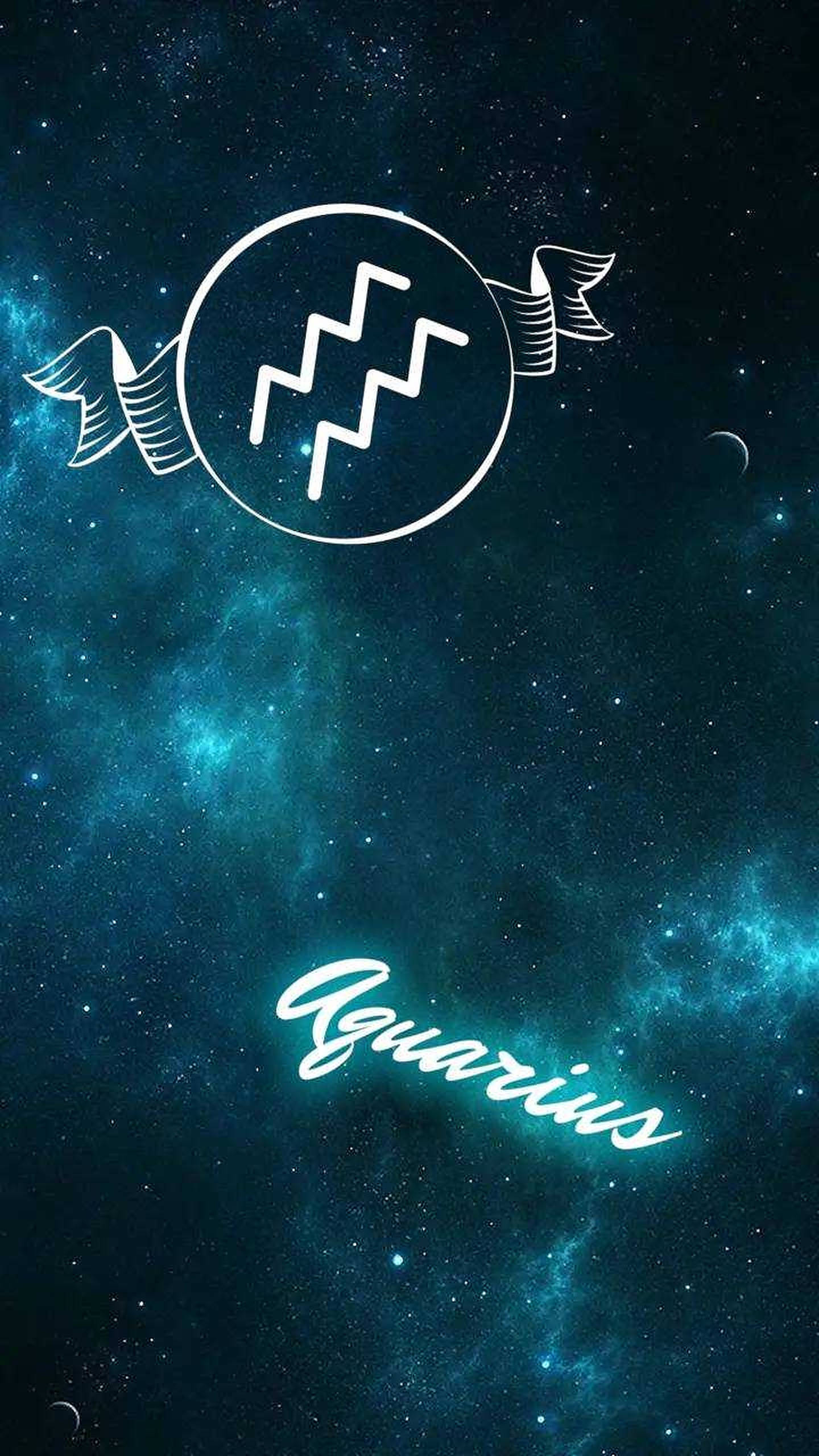 Aquarius zodiac, turquoise, deep teal, 2K Phone Wallpaper