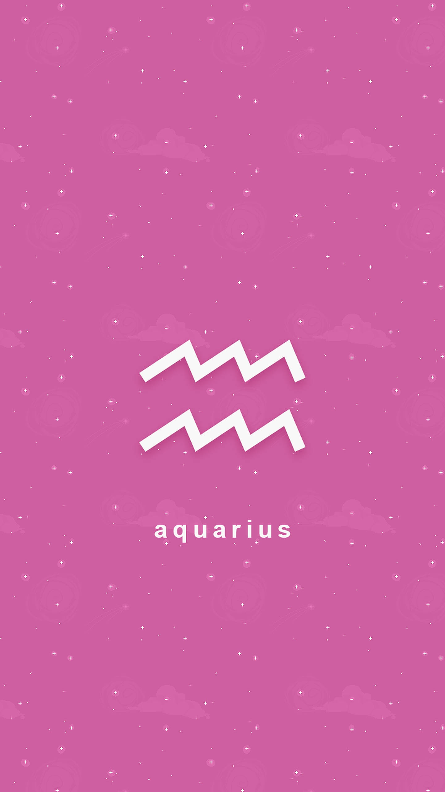 Aquarius Zodiac, white symbol, pink cosmic, 2K Phone Wallpaper