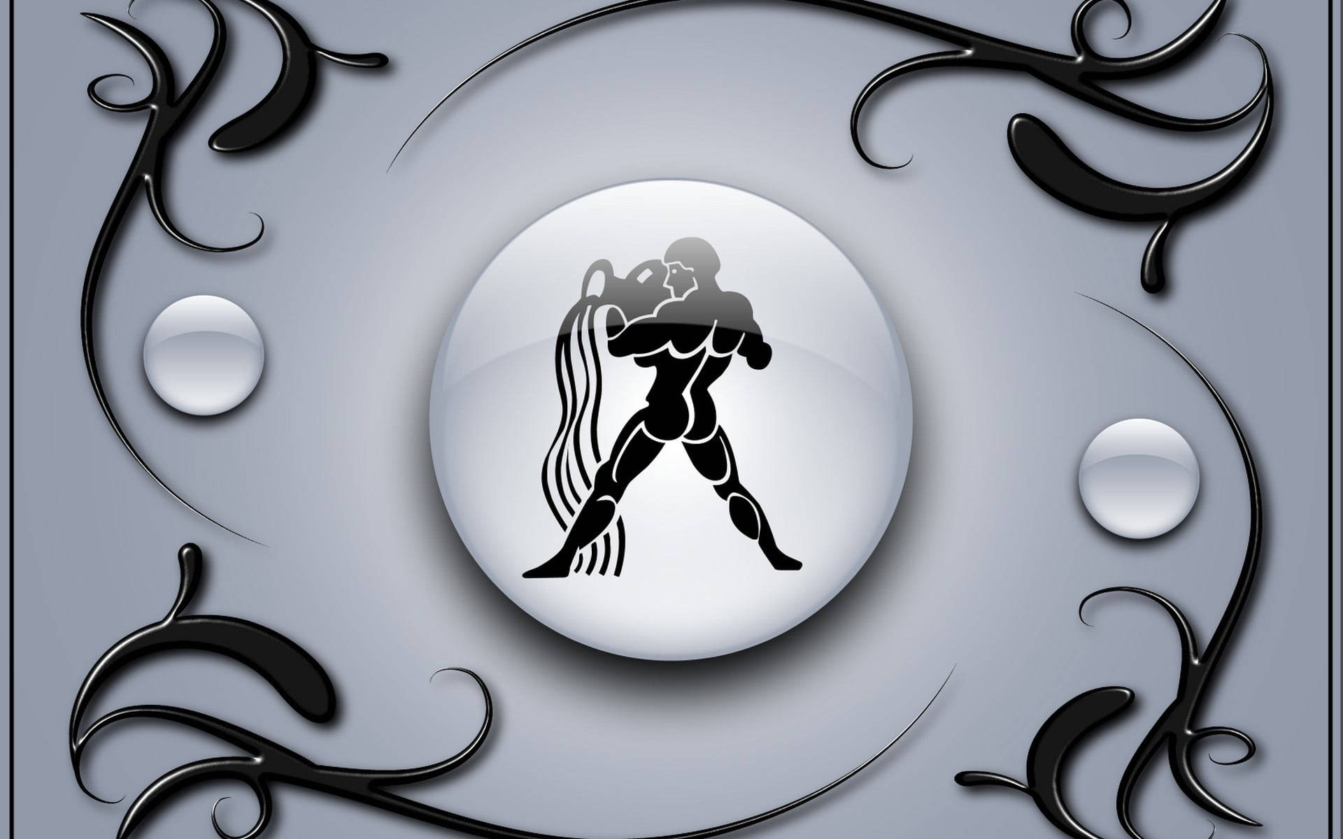 Aquarius, sleek black, glossy orb, Full HD Desktop Wallpaper