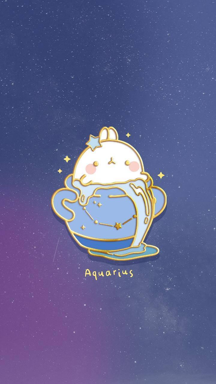 Aquarius, zodiac cartoon character, white bunny, HD Phone Wallpaper
