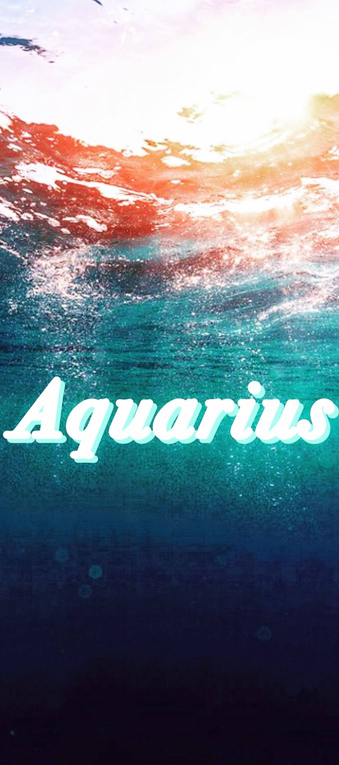 Aquarius, turquoise blue, sunlit ocean waves, 2K Phone Wallpaper