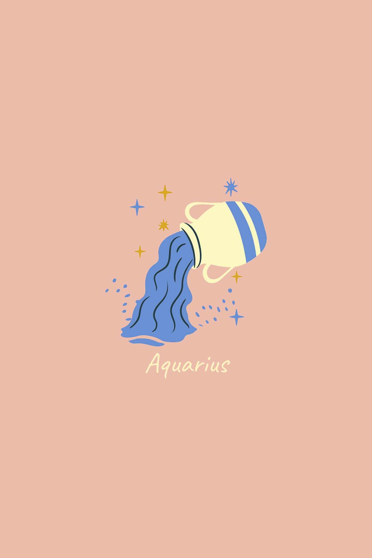 Aquarius, blue water pitcher, soft peach background, Full HD Phone Wallpaper