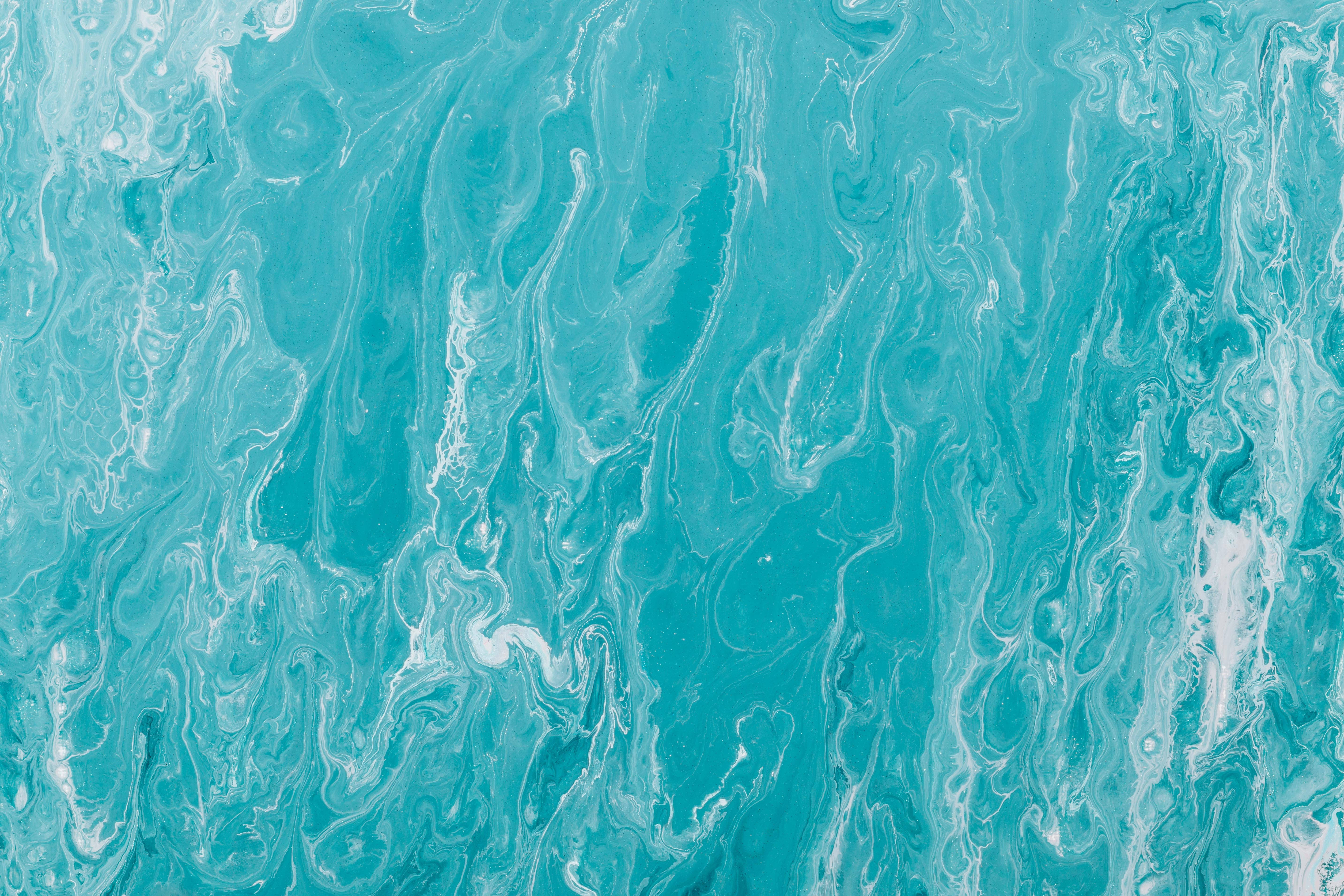 Aquatic Wave, teal marble, turquoise, 5K Desktop Wallpaper