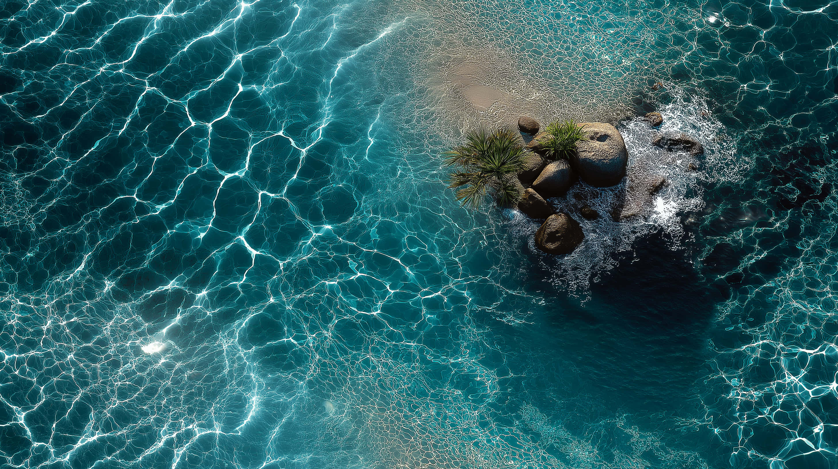 clear sea water, turquoise water, aerial view, 2K Desktop Wallpaper
