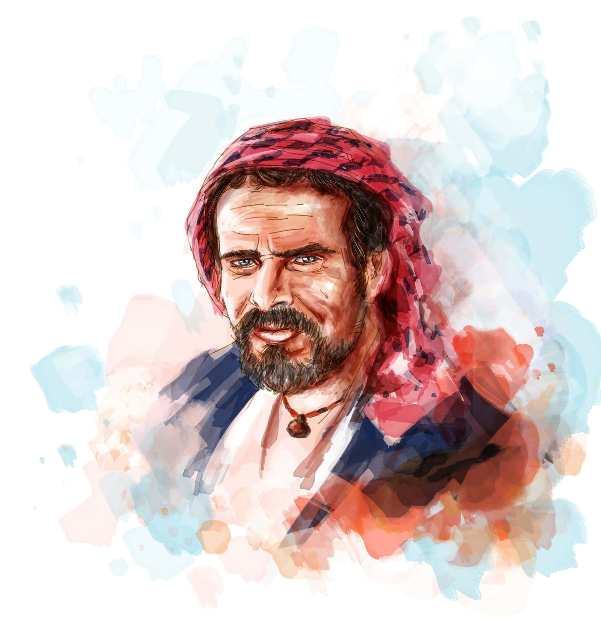 Arab Man, watercolor illustration, bearded man, Full HD Phone Wallpaper